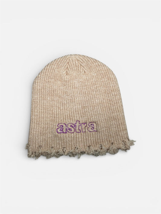 TAN & PURPLE BEANIE *FRIENDS N FAMILY*